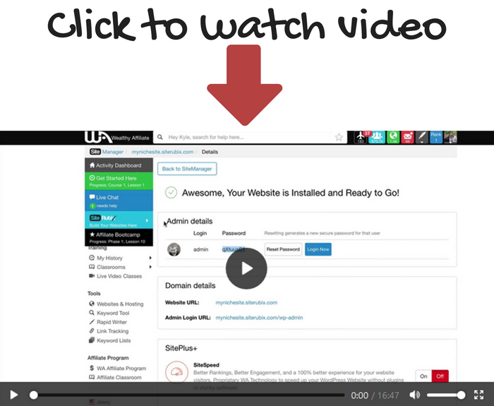 Click Video Tutorial to Create WordPress in 30 seconds